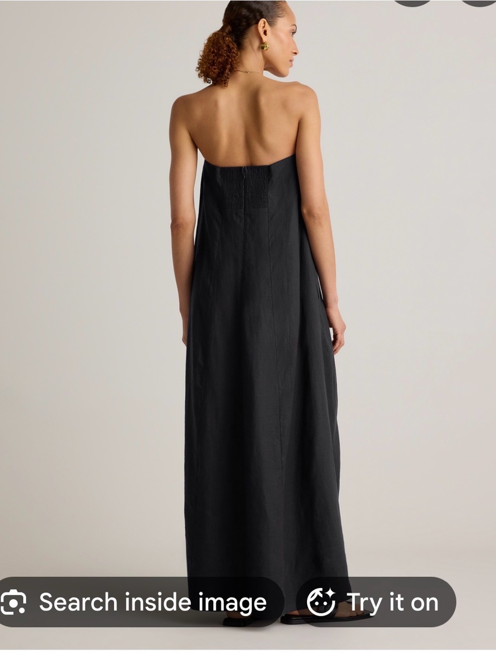 NWT Quince European Linen Strapless Black Maxi Dress - size Large